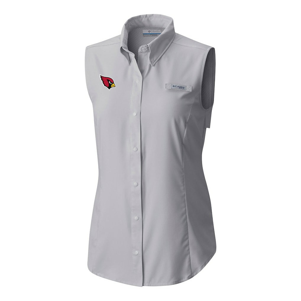 Arizona Cardinals Women's PFG Tamiami Omni-Shade Sleeveless Button-Up Shirt - Gray - Columbia