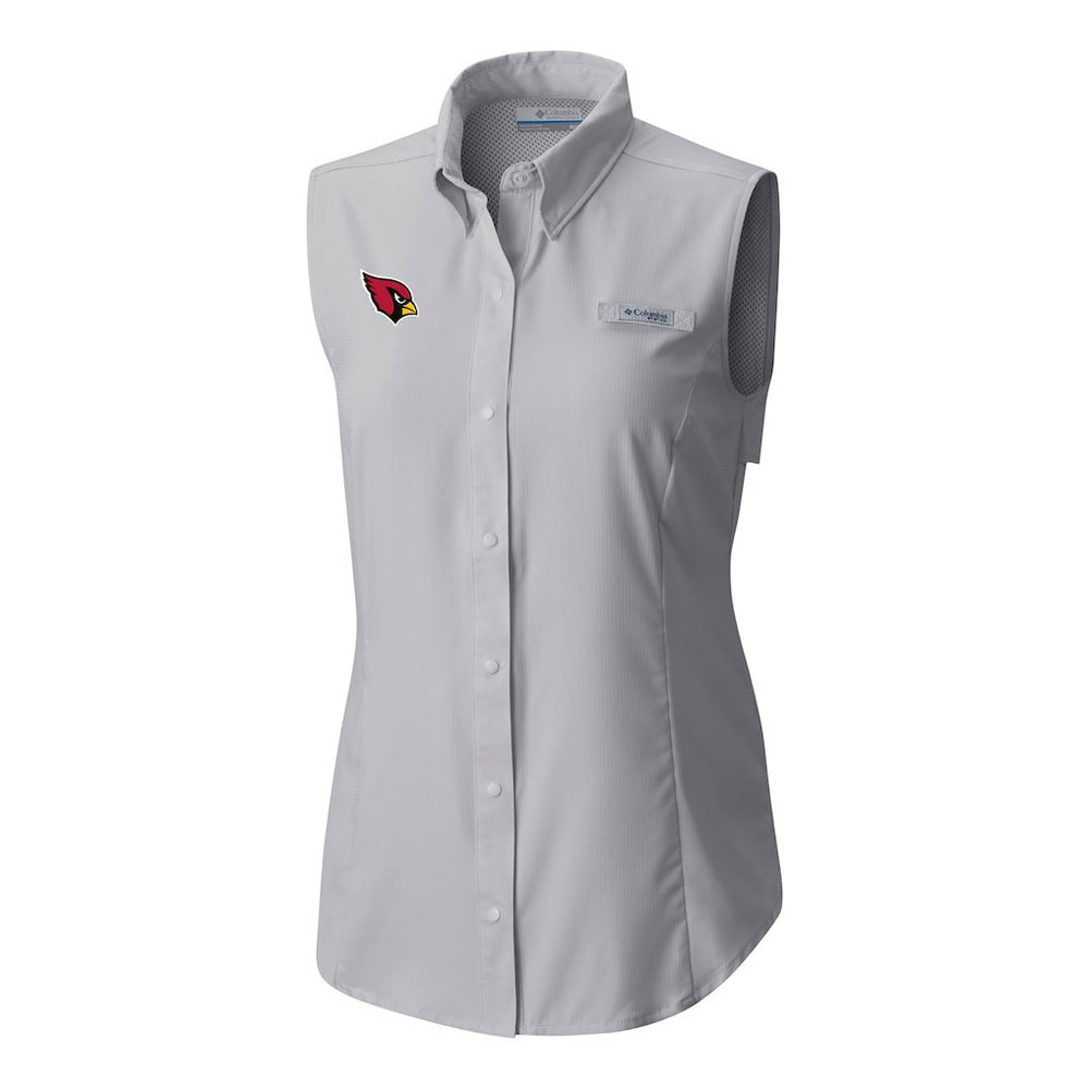 Arizona Cardinals Women's PFG Tamiami Omni-Shade Sleeveless Button-Up Shirt - Gray - Columbia