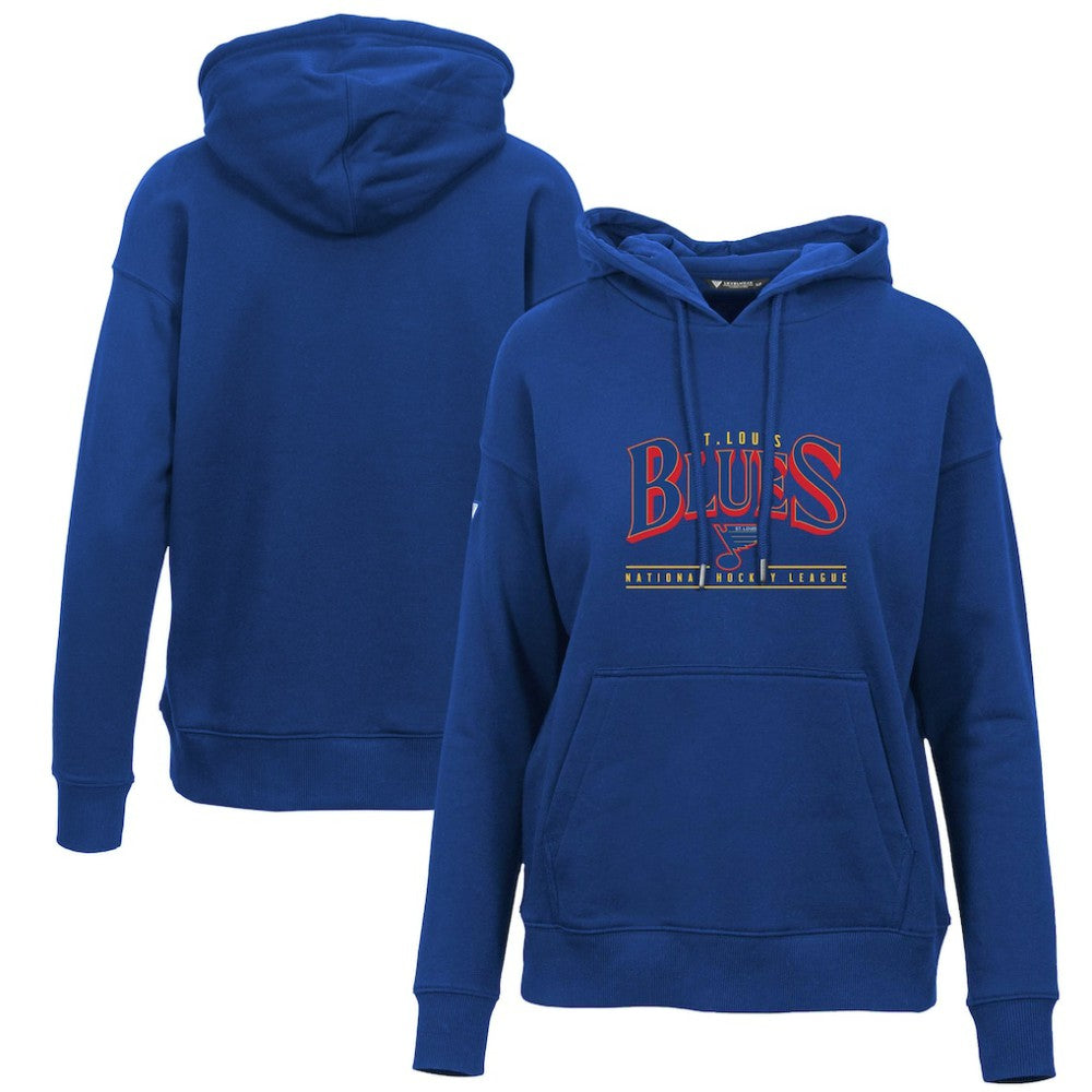 St. Louis Blues Levelwear Women's Retro Adorn Spellout Pullover Hoodie - Blue | NHL near me