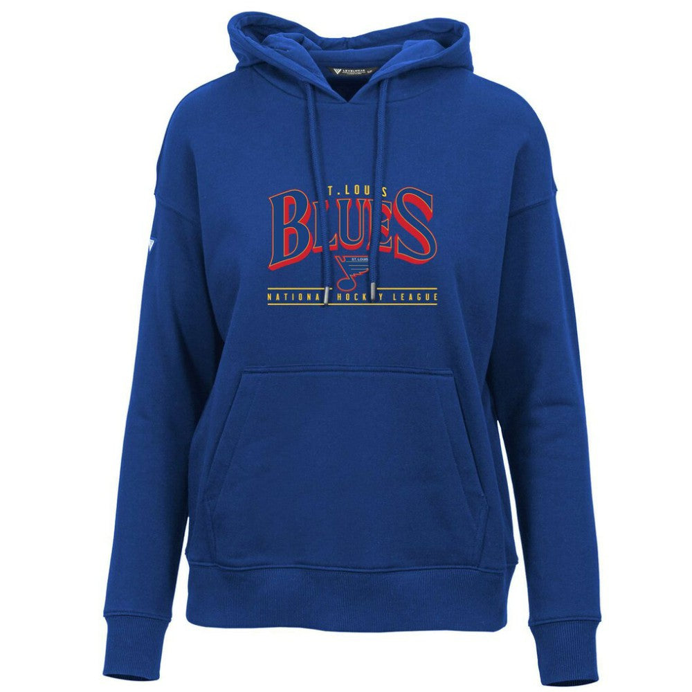 St. Louis Blues Levelwear Women's Retro Adorn Spellout Pullover Hoodie - Blue | NHL near me