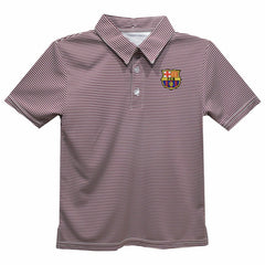 Barcelona Vive La Fete Youth Pencil Stripe Polo Maroon
