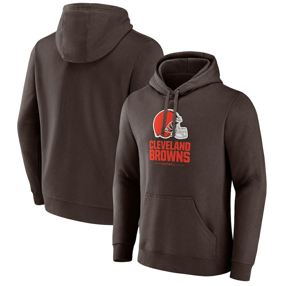 Cleveland Browns Team Lockup Pullover Hoodie - Brown - Fanatics