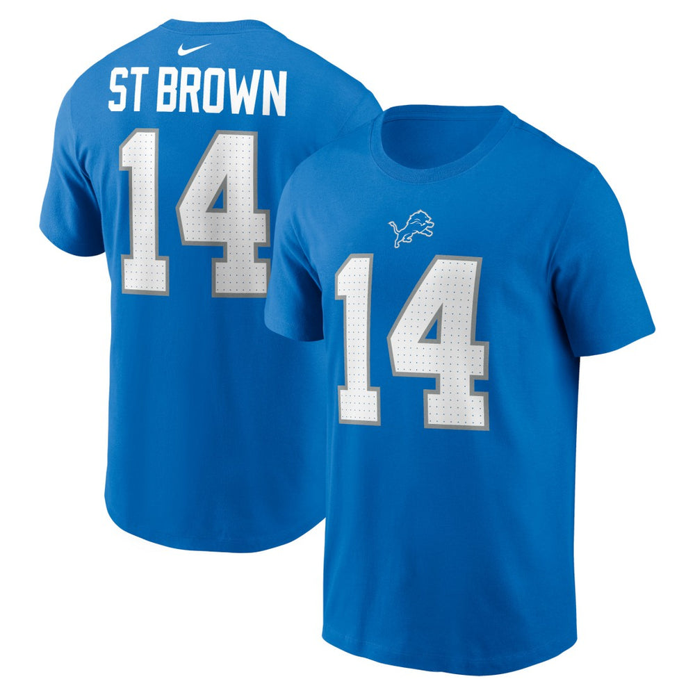 Amon-Ra St. Brown Detroit Lions Name & Number T-Shirt - Blue - Nike