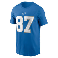 Sam LaPorta Detroit Lions Name & Number T-Shirt - Blue - Nike