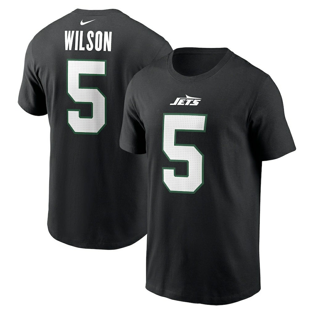 Garrett Wilson New York Jets Name & Number T-Shirt - Black - Nike
