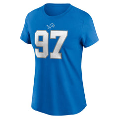Aidan Hutchinson Detroit Lions Women's Player Name & Number T-Shirt - Blue - Nike