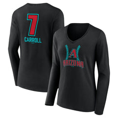 Corbin Carroll Arizona Diamondbacks Women's Name & Number Fastball V-Neck Long Sleeve T-Shirt for sale