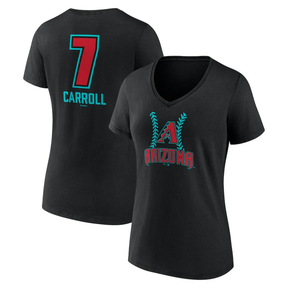 Corbin Carroll Arizona Diamondbacks Women's Name & Number Fastball V-Neck T-Shirt Outlet