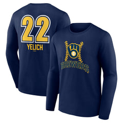 Christian Yelich Milwaukee Brewers Name & Number Fastball Long Sleeve T-Shirt Outlet