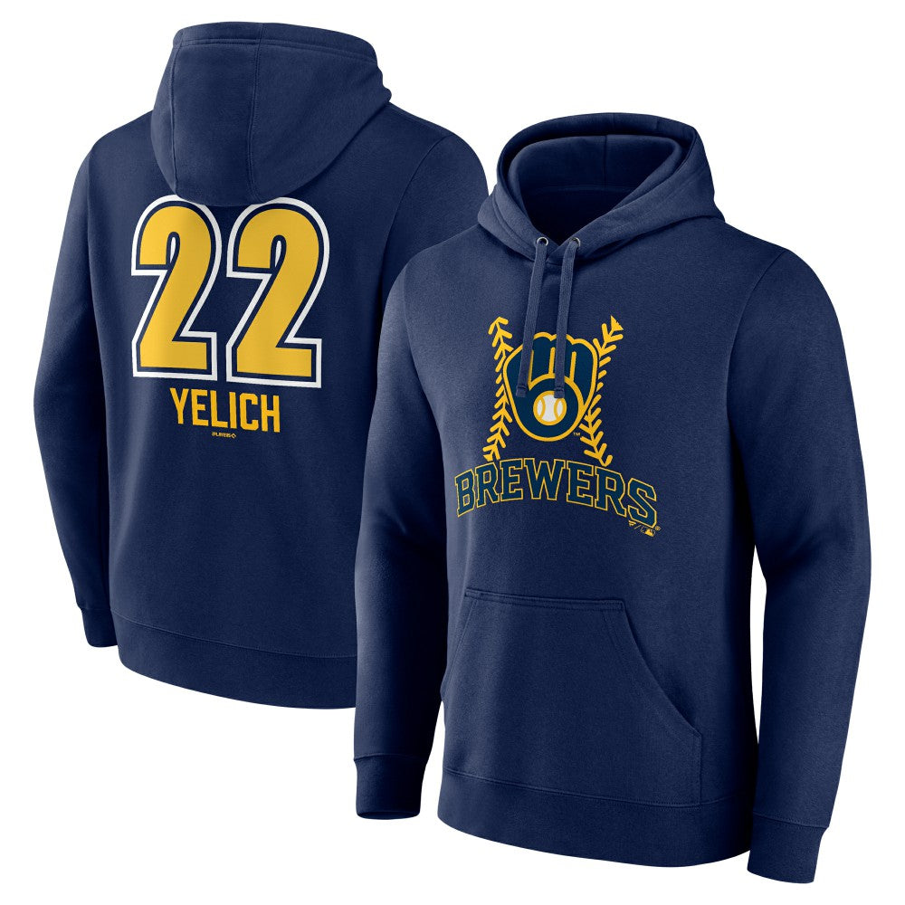 Christian Yelich Milwaukee Brewers Name & Number Fastball Pullover Hoodie Online