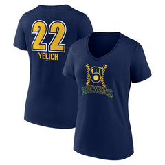 Christian Yelich Milwaukee Brewers Women's Name & Number Fastball V-Neck T-Shirt for sale