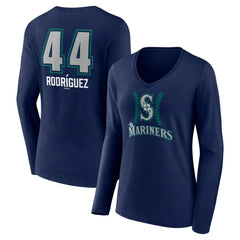 Julio Rodríguez Seattle Mariners Women's Name & Number Fastball V-Neck Long Sleeve T-Shirt Online
