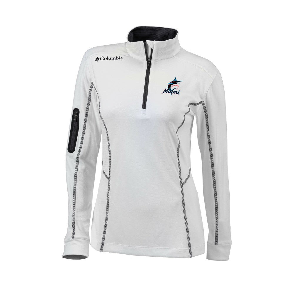 Miami Marlins Columbia Women's Omni-Wick Shotgun Quarter-Zip Pullover Top for sale