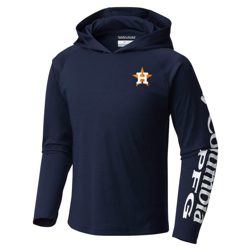 Houston Astros Columbia Youth Terminal Tackle Long Sleeve Hoodie T-Shirt Outlet