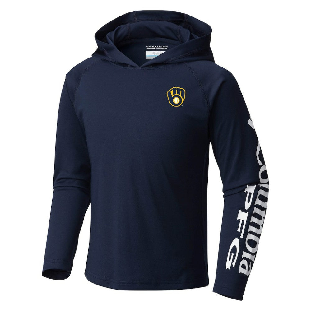 Milwaukee Brewers Columbia Youth Terminal Tackle Long Sleeve Hoodie T-Shirt Outlet