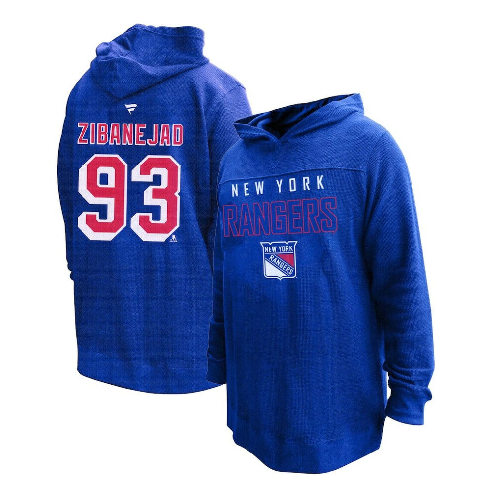 Mika Zibanejad New York Rangers Profile Women's Plus Size Name & Number Thermal Pullover Hoodie - Blue | NHL sale