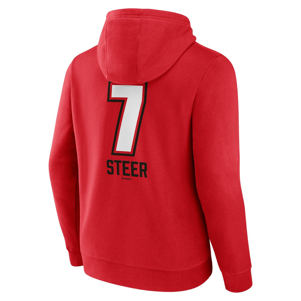 Spencer Steer Cincinnati Reds Name & Number Fastball Pullover Hoodie Outlet