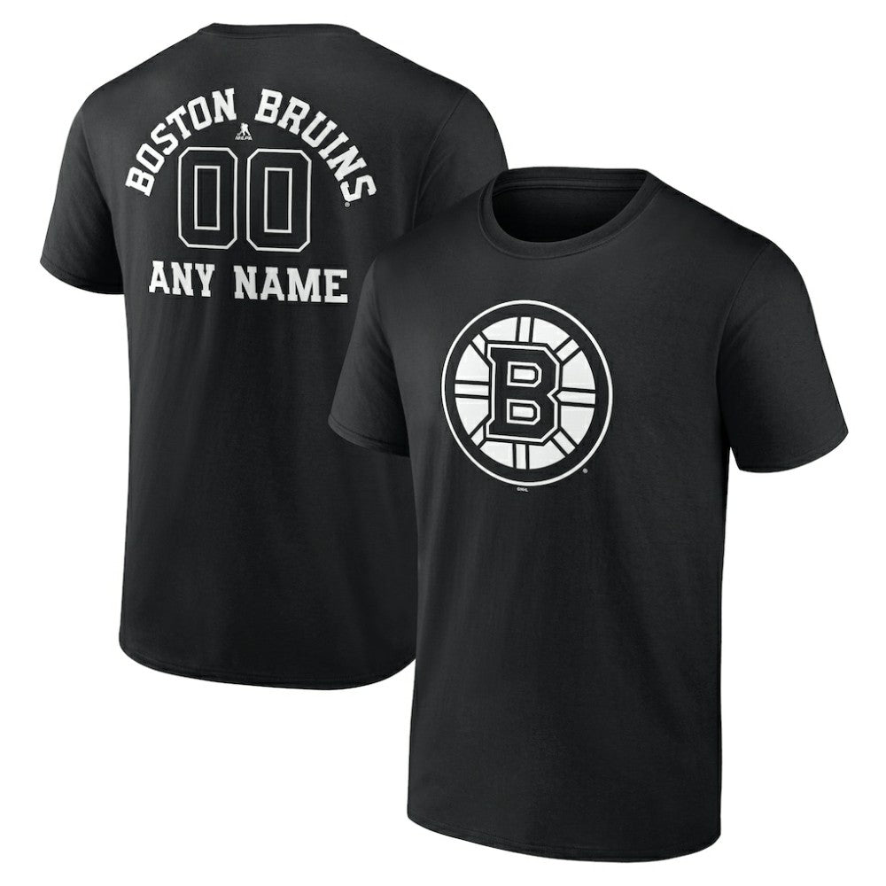Boston Bruins Personalized Name & Number Monochrome T-Shirt - Black | NHL Lifestyle