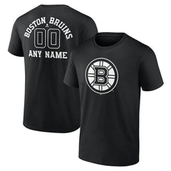 Boston Bruins Personalized Name & Number Monochrome T-Shirt - Black | NHL Lifestyle