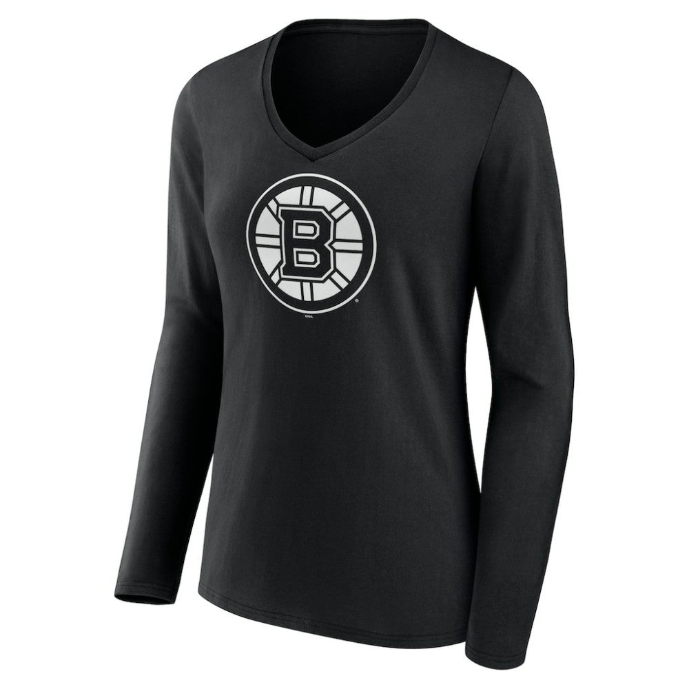 Boston Bruins Women's Personalized Name & Number Monochrome Long Sleeve V-Neck T-Shirt - Black | NHL discount