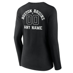 Boston Bruins Women's Personalized Name & Number Monochrome Long Sleeve V-Neck T-Shirt - Black | NHL discount