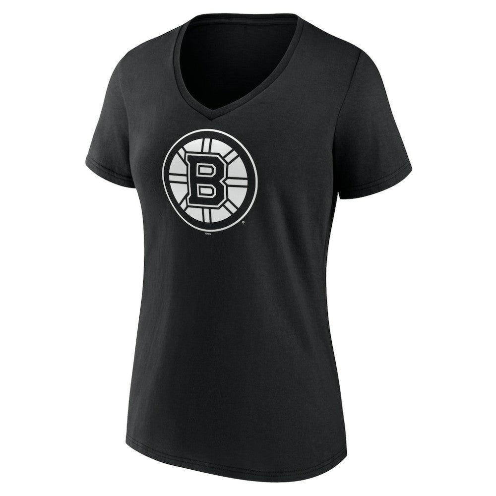 Boston Bruins Women's Personalized Name & Number Monochrome V-Neck T-Shirt - Black | NHL on sale
