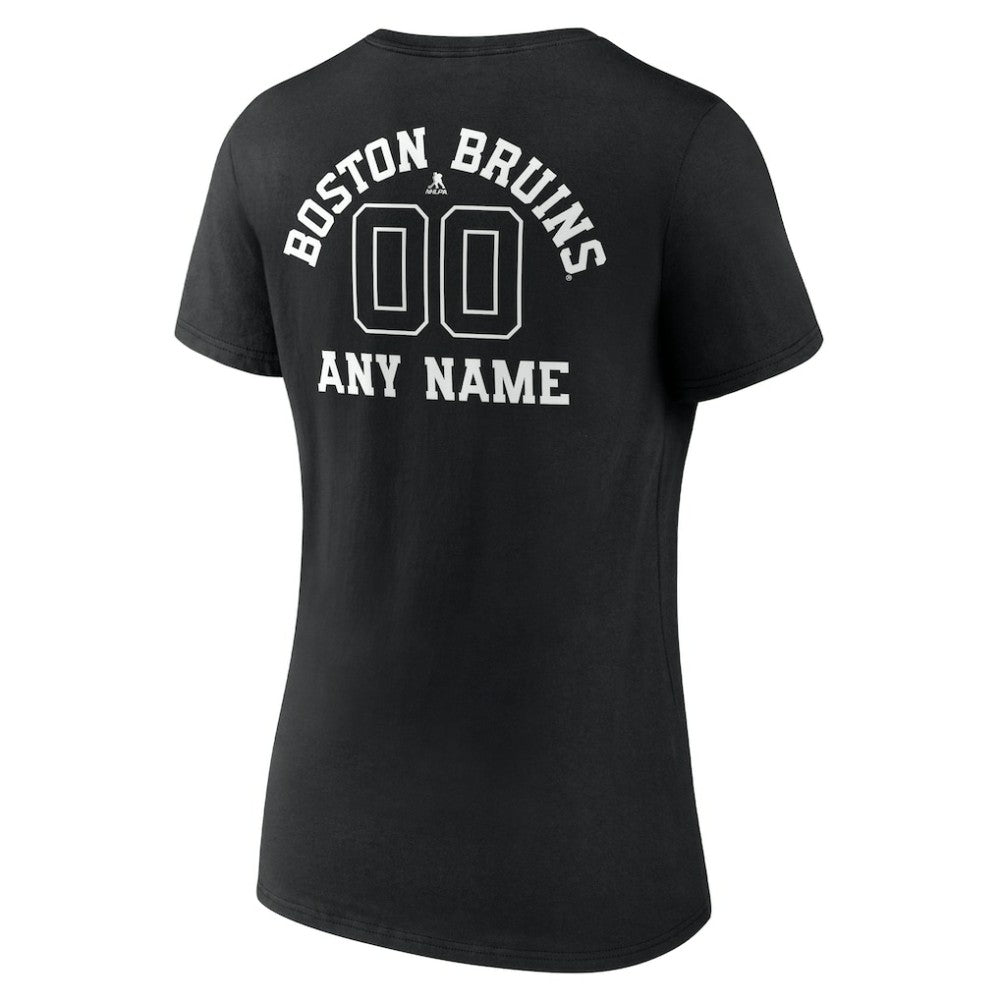 Boston Bruins Women's Personalized Name & Number Monochrome V-Neck T-Shirt - Black | NHL on sale