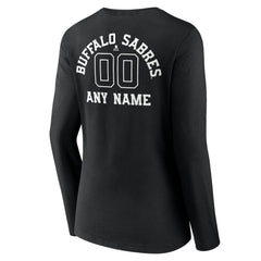 Buffalo Sabres Women's Personalized Name & Number Monochrome Long Sleeve V-Neck T-Shirt - Black | NHL near me
