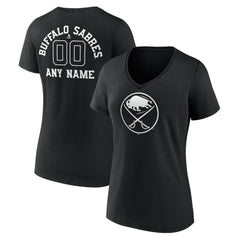 Buffalo Sabres Women's Personalized Name & Number Monochrome V-Neck T-Shirt - Black | NHL near me