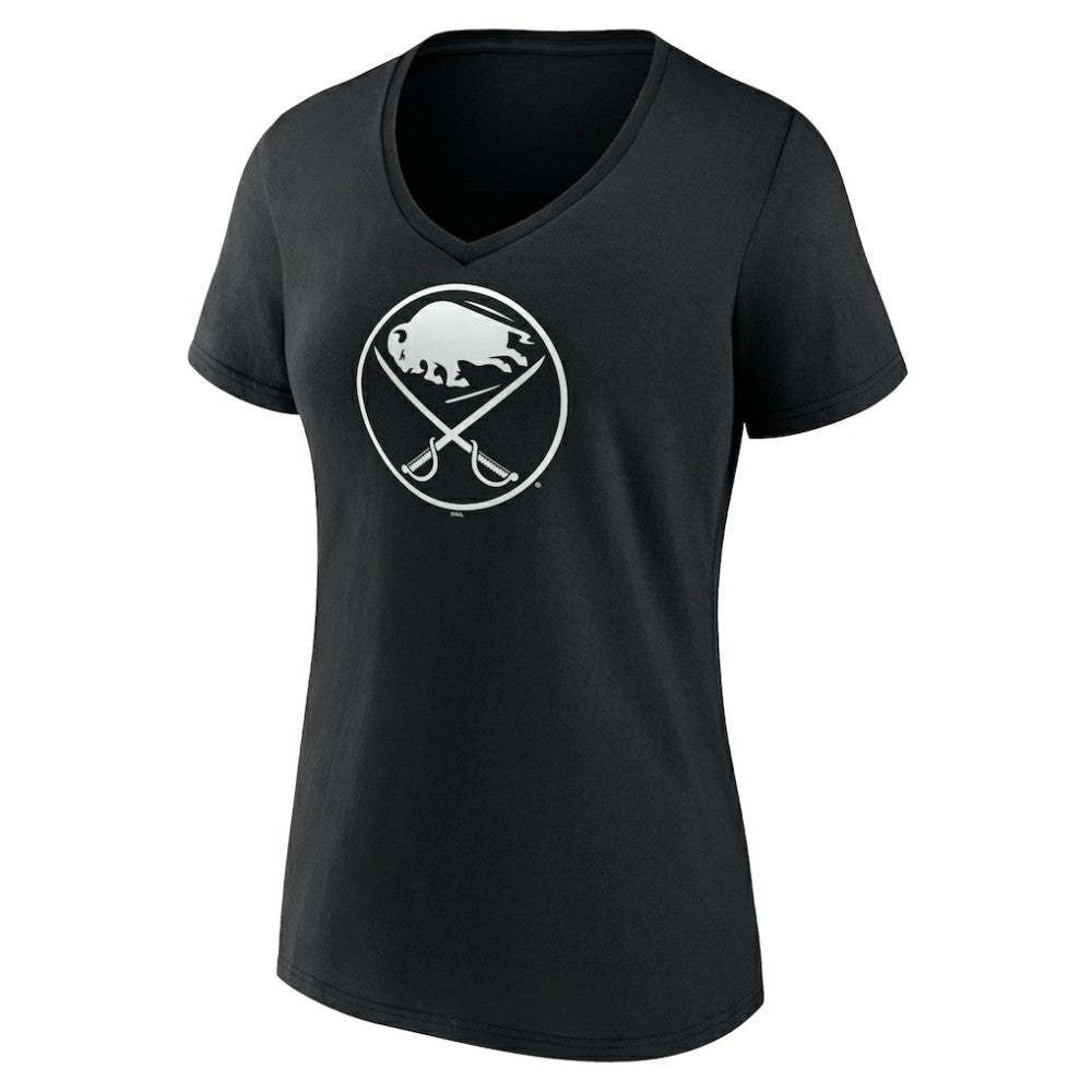 Buffalo Sabres Women's Personalized Name & Number Monochrome V-Neck T-Shirt - Black | NHL near me