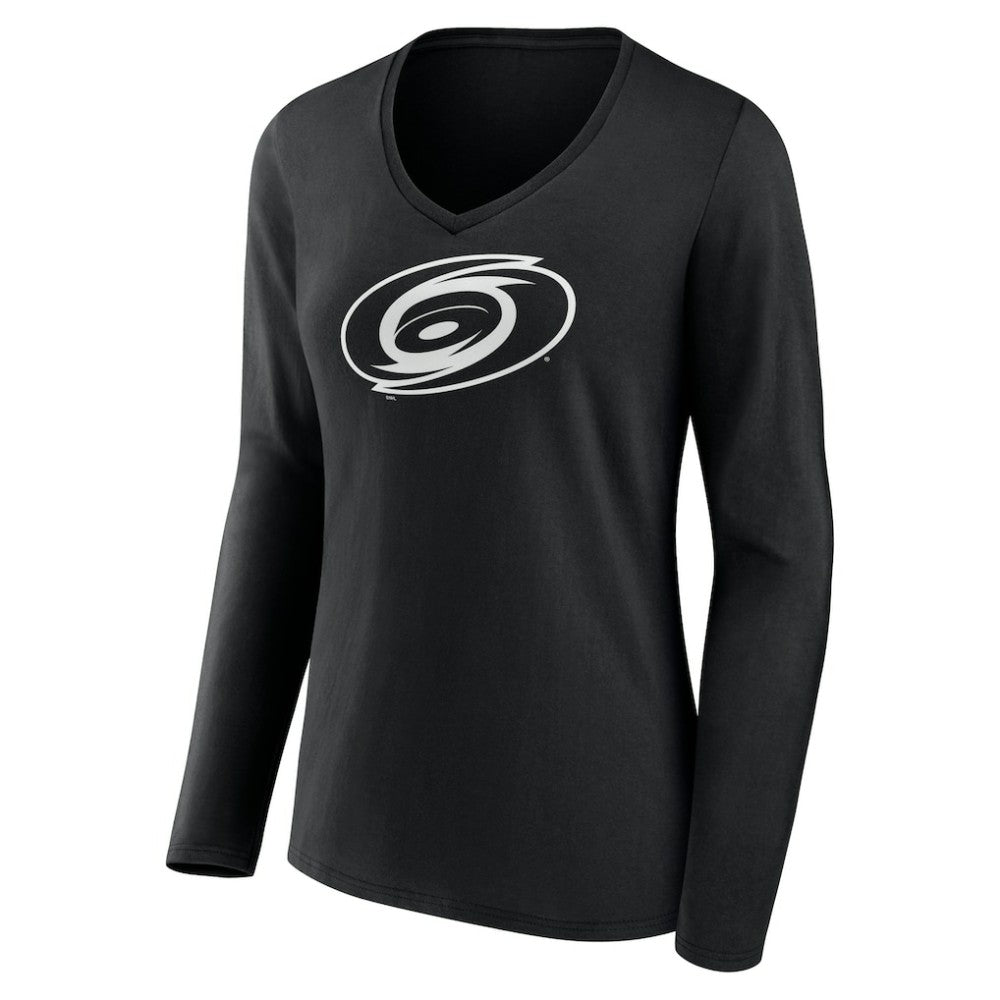 Carolina Hurricanes Women's Personalized Name & Number Monochrome Long Sleeve V-Neck T-Shirt - Black | NHL near me