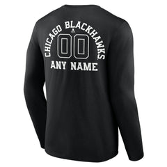 Chicago Blackhawks Personalized Name & Number Monochrome Long Sleeve T-Shirt - Black | NHL online