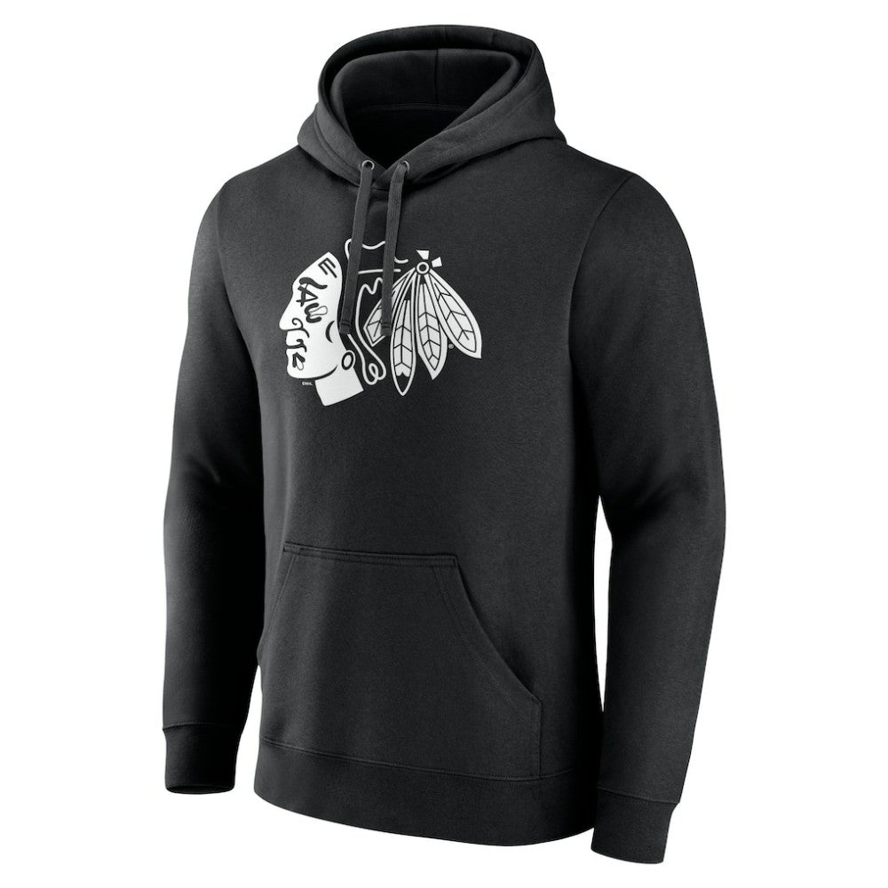 Chicago Blackhawks Personalized Name & Number Monochrome Pullover Hoodie - Black | NHL near me