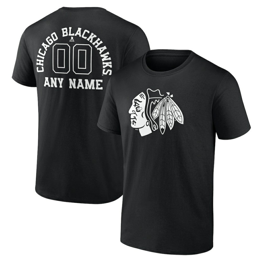 Chicago Blackhawks Personalized Name & Number Monochrome T-Shirt - Black | NHL discount