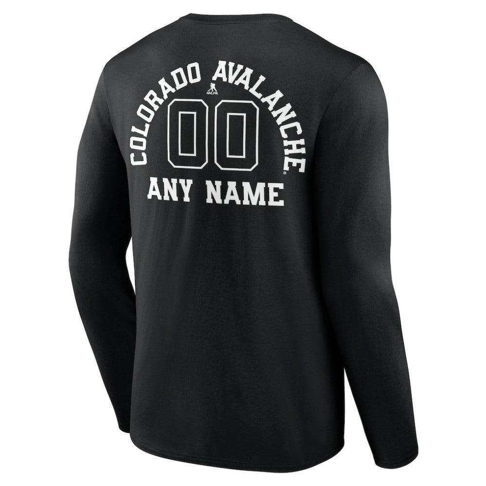 Colorado Avalanche Personalized Name & Number Monochrome Long Sleeve T-Shirt - Black | NHL Lifestyle