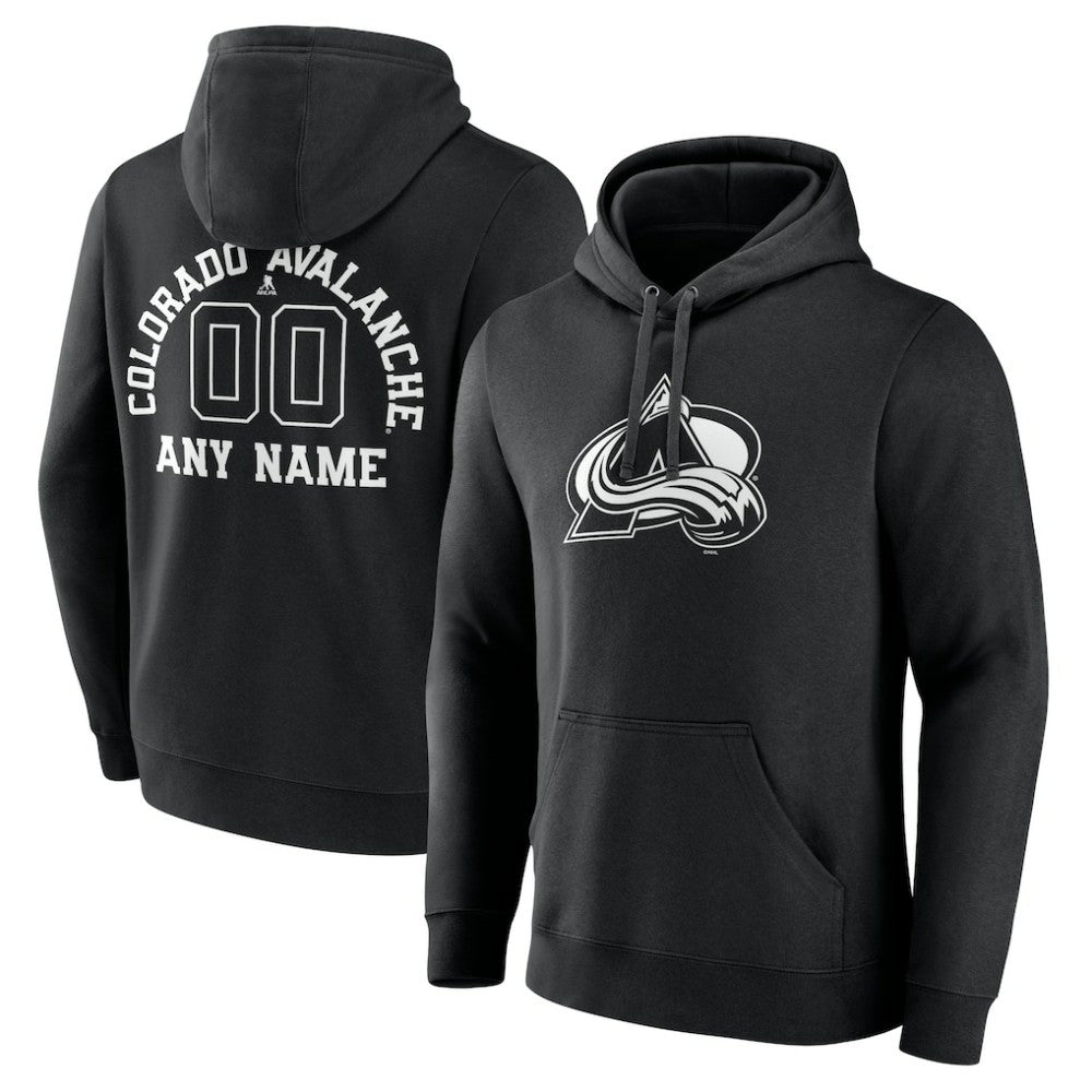 Colorado Avalanche Personalized Name & Number Monochrome Pullover Hoodie - Black | NHL on sale