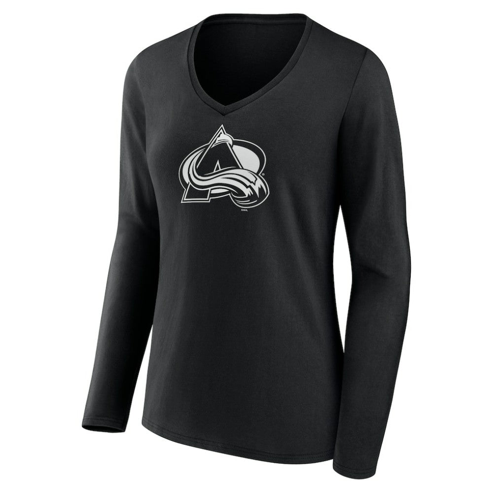 Colorado Avalanche Women's Personalized Name & Number Monochrome Long Sleeve V-Neck T-Shirt - Black | NHL discount