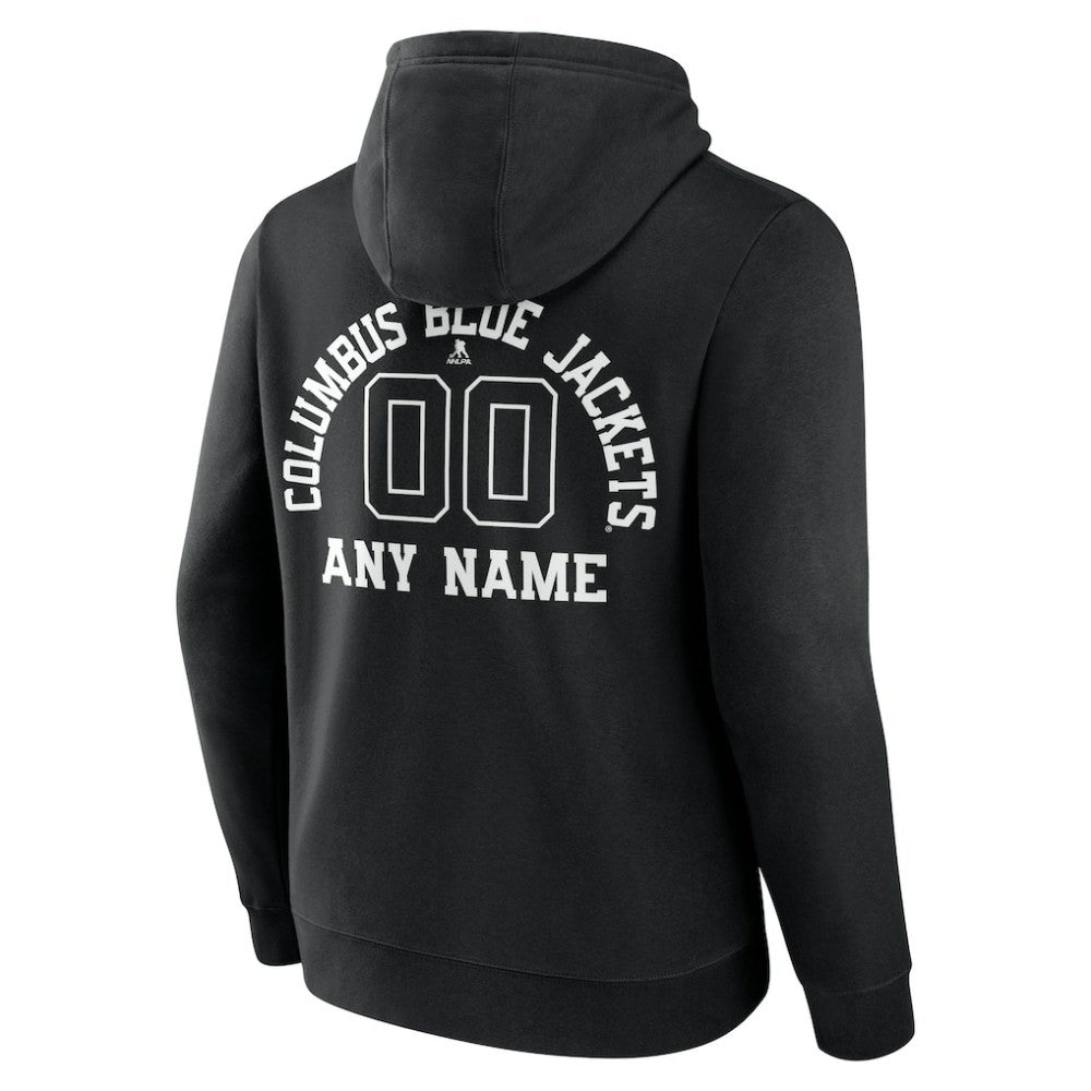 Columbus Blue Jackets Personalized Name & Number Monochrome Pullover Hoodie - Black | NHL Lifestyle