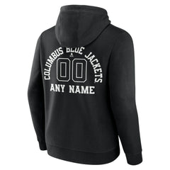 Columbus Blue Jackets Personalized Name & Number Monochrome Pullover Hoodie - Black | NHL Lifestyle