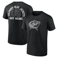 Columbus Blue Jackets Personalized Name & Number Monochrome T-Shirt - Black | NHL Lifestyle
