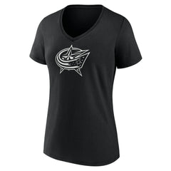Columbus Blue Jackets Women's Personalized Name & Number Monochrome V-Neck T-Shirt - Black | NHL near me