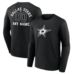 Dallas Stars Personalized Name & Number Monochrome Long Sleeve T-Shirt - Black | NHL discount