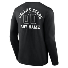 Dallas Stars Personalized Name & Number Monochrome Long Sleeve T-Shirt - Black | NHL discount