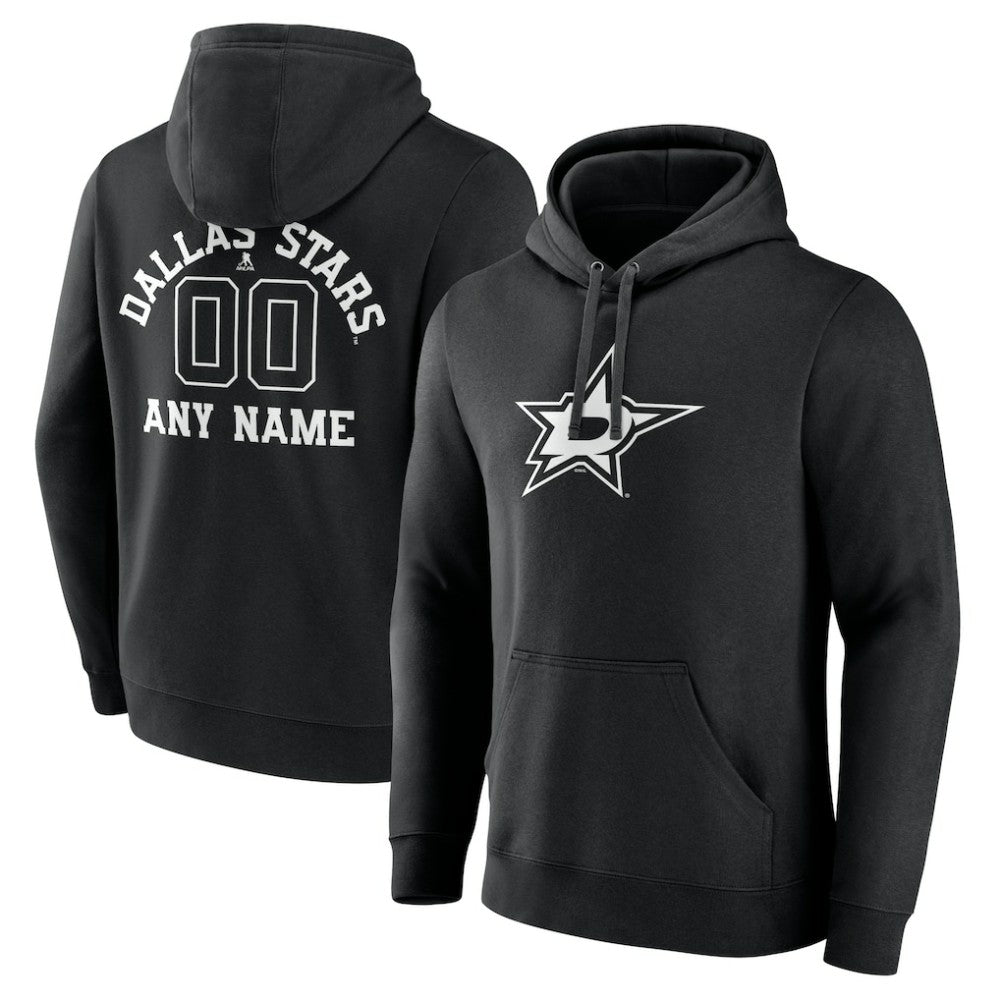Dallas Stars Personalized Name & Number Monochrome Pullover Hoodie - Black | NHL sale