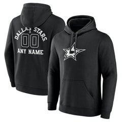 Dallas Stars Personalized Name & Number Monochrome Pullover Hoodie - Black | NHL sale