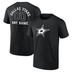 Dallas Stars Personalized Name & Number Monochrome T-Shirt - Black | NHL near me