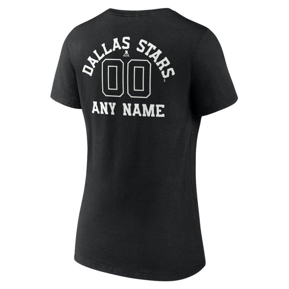 Dallas Stars Women's Personalized Name & Number Monochrome V-Neck T-Shirt - Black | NHL on sale