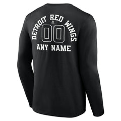 Detroit Red Wings Personalized Name & Number Monochrome Long Sleeve T-Shirt - Black | NHL sale