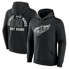 Detroit Red Wings Personalized Name & Number Monochrome Pullover Hoodie - Black | NHL online
