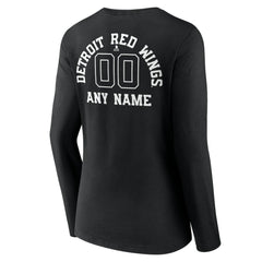 Detroit Red Wings Women's Personalized Name & Number Monochrome Long Sleeve V-Neck T-Shirt - Black | NHL online